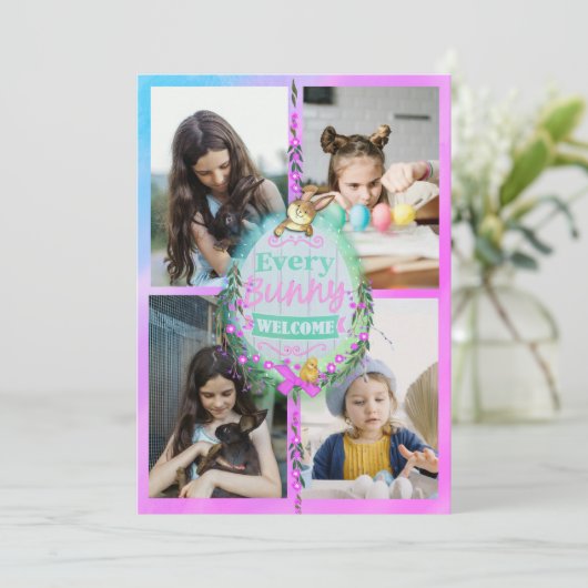 Elke Bunny welkom Pasen Foto Feestdagenkaart (Staand voorkant)