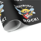 Elke Buzzy Rock Funny Music Bee Pun Dark BG Cadeaupapier (Rol Hoek)