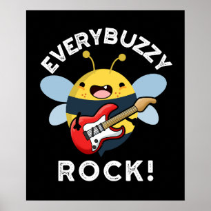 Elke Buzzy Rock Funny Music Bee Pun Dark BG Poster