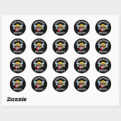 Elke Buzzy Rock Funny Music Bee Pun Dark BG Ronde Sticker (Vel)