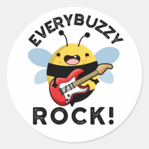 Elke Buzzy Rock Funny Music Bee Pun Ronde Sticker