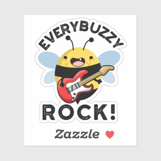 Elke Buzzy Rock Funny Music Bee Pun Sticker (Vel)