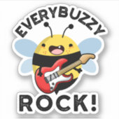 Elke Buzzy Rock Funny Music Bee Pun Sticker (Voorkant)