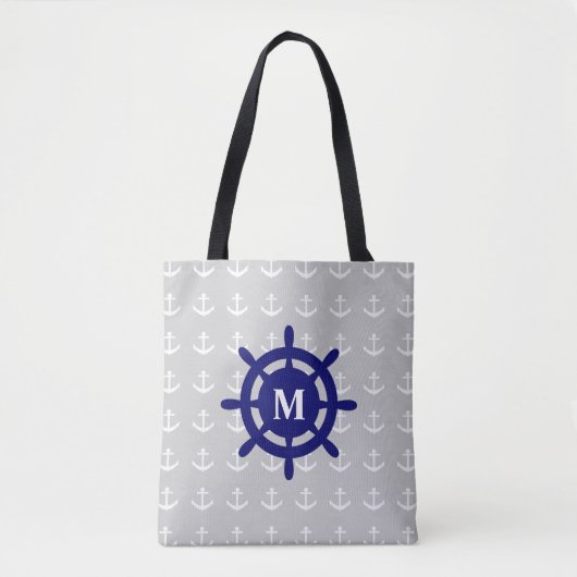Elke Canvas tas van het monogram Nautical Anchor (Voorkant)