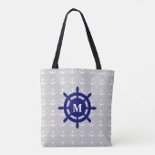 Elke Canvas tas van het monogram Nautical Anchor (Achterkant)