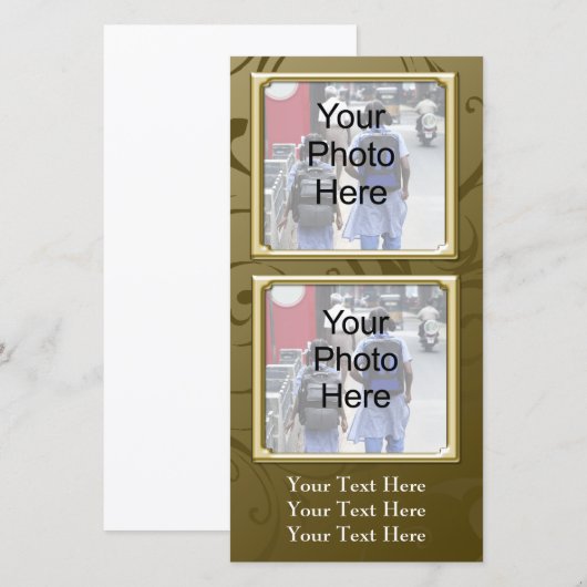 Elke Classic Gold Swirl-fotokaart, familie (Voorkant / Achterkant)