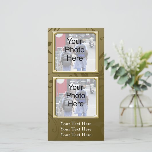 Elke Classic Gold Swirl-fotokaart, familie (Staand voorkant)