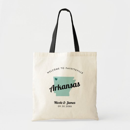 Elke Color Arkansas Map Wedding Welcome Bag, Tote Bag (Voorkant)