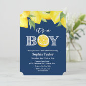 ELKE COLOR - Boy Lemon Baby shower Invitation Kaart (Staand voorkant)