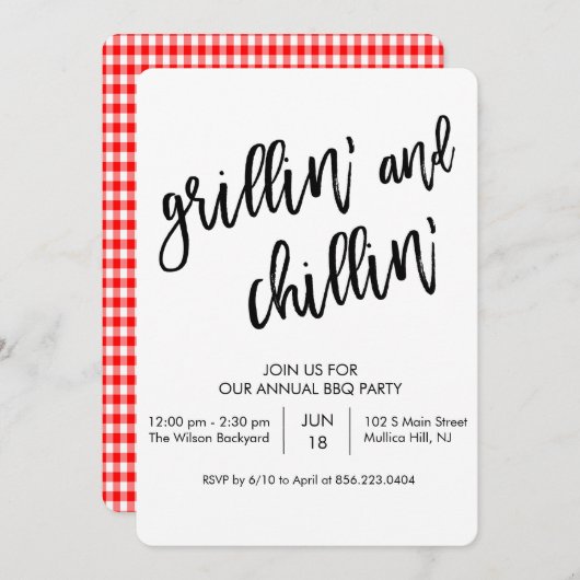 ELKE COLOR - Grillin en Chillin BBQ Uitnodiging (Voorkant / Achterkant)