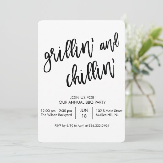 ELKE COLOR - Grillin en Chillin BBQ Uitnodiging (Staand voorkant)