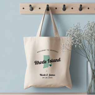 Elke Colour Rhode Island Map Wedding Welcome Bag, Tote Bag