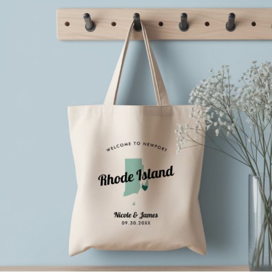 Elke Colour Rhode Island Map Wedding Welcome Bag, Tote Bag