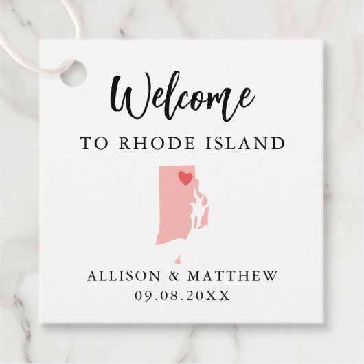 Elke Colour Rhode Island Weddenschap Welkomsttas Bedankjes Labels (Voorkant)