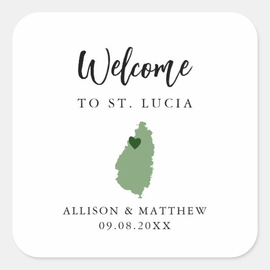 Elke Colour St. Lucia Wedding Welcome Bag Vierkante Sticker (Voorkant)