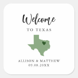 Elke Colour Texas Weduwwelkomsttas Vierkante Sticker