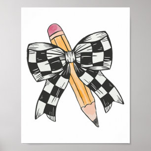 Elke Coquette Strik Potlood Met Roze Strik Terug N Poster