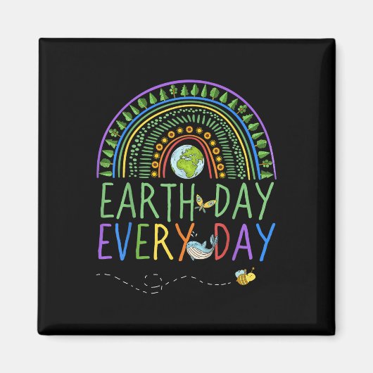 Elke dag Aarde Dag Regenboog met Bomen Eart Magneet (Voorkant)