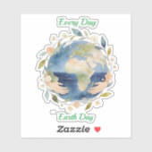 Elke Dag Aardedag Bloemeng globe Met Handen Sticker (Vel)