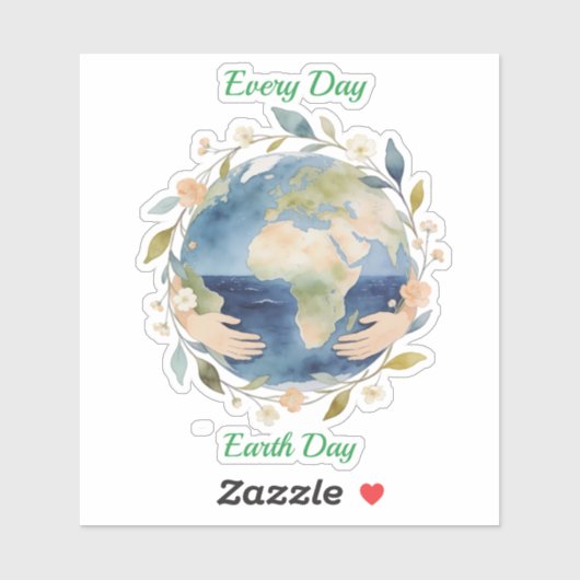 Elke Dag Aardedag Bloemeng globe Met Handen Sticker (Vel)