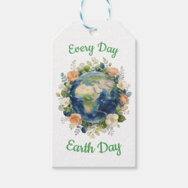 Elke Dag Aardedag Bloemenkrans Aarde Cadeaulabel