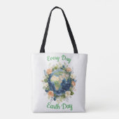 Elke Dag Aardedag Bloemenkrans Aarde Tote Bag (Achterkant)