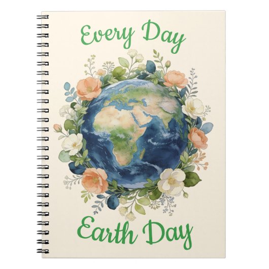 Elke Dag Aardedag Bloemenslinger Aarde Notitieboek (Voorkant)