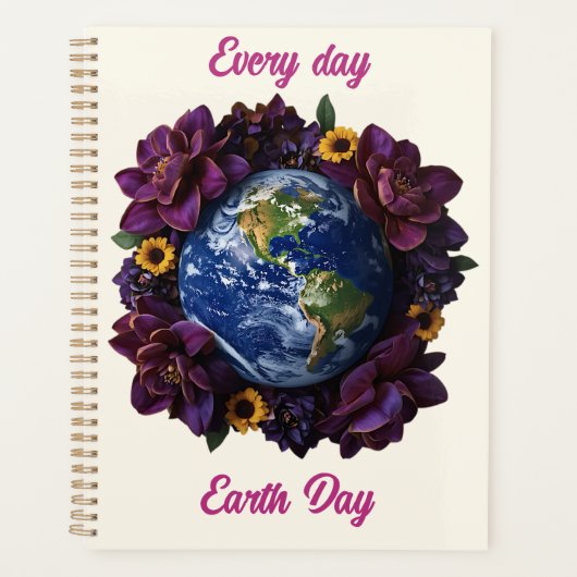 Elke Dag Aardedag Bloemrijke Planeet Design Planner (Voorkant)