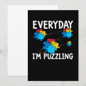 Elke dag ben ik aan het puzzelen. Autisme-bewustma Save The Date (Voorkant / Achterkant)