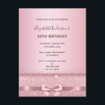 Elke dag dat je jarig bent roos gouduitnodiging briefkaart<br><div class="desc">Een moderne, stijlvolle en glamoureuze uitnodiging voor de 50e verjaardag van een vrouw of een leeftijdsfeestje. Een faux roos gouden metallic uitziende achtergrond met een sierlijke rozen gouden strik, lint en sprankeling. De naam is geschreven met een rozen handschrift in goudkleurige stijl. Sjablonen voor een naam, leeftijd en uw feestgegevens....</div>