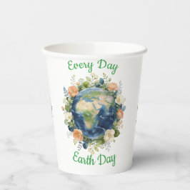 Elke Dag Earth Day Bloemenkranse Aarde Papieren Bekers