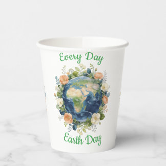 Elke Dag Earth Day Bloemenkranse Aarde Papieren Bekers