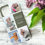 Elke dag een Happy Day 4 Foto Initialen Green Case-Mate iPhone Case<br><div class="desc">De gepersonaliseerde case van de Telefoon voor iphone 12 pro max en vele andere modellen. Het ontwerp bevat een aangepaste fotocollage met vier van uw favoriete foto's, jouw namen en de positieve tekst "Elke dag is een gelukkige dag". Het fotomalplaatje is opstelling klaar voor u om uw foto's toe te...</div>