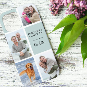 Elke dag een Happy Day 4 Foto Initialen Seafoam Case-Mate iPhone Case