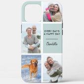 Elke dag een Happy Day 4 Foto Initialen Seafoam Case-Mate iPhone Case (Achterkant)