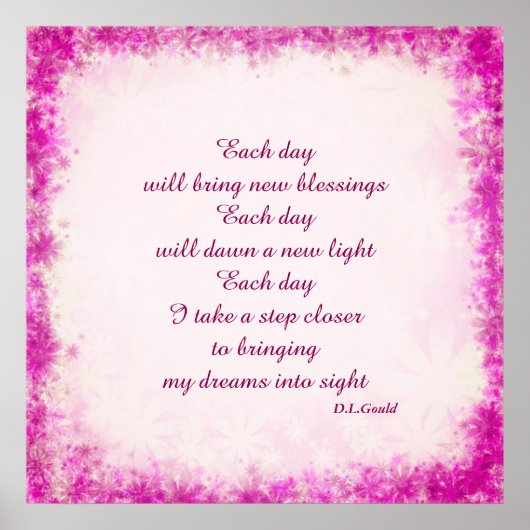 "Elke dag" gedicht poster (Voorkant)