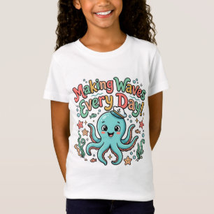 Elke Dag Golven Maken Cute Octopus T-Shirt Kinde
