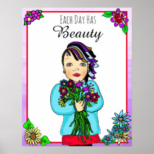 Elke dag heeft Beauty Folk Art Hand Drawn Punk Gir Poster