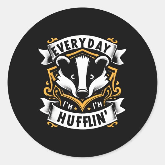 Elke dag huffling huffle Schattigee Honey Badger A Ronde Sticker (Voorkant)