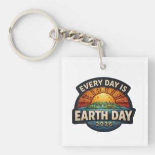 Elke Dag is Aardedag 2026 Eco Badge Design Sleutelhanger