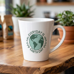 Elke Dag Is Aardedag - Vintage Groene Aarde Liefhe Latte Mok
