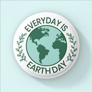 Elke Dag Is Aardedag - Vintage Groene Aardeliefheb Ronde Button 3,2 Cm