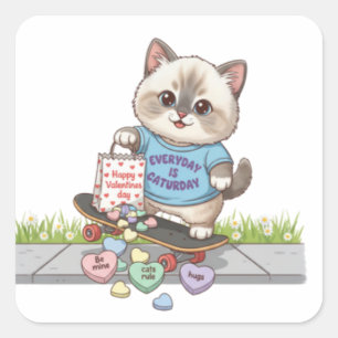 Elke dag is caturday gespreks hartjes vierkante sticker