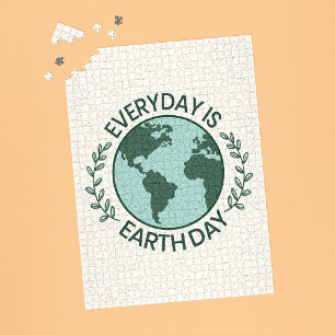 Elke Dag Is Dag Van De Aarde - Vintage Groene Aard Legpuzzel