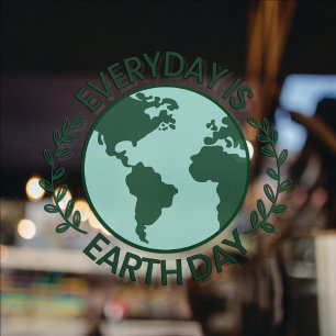 Elke Dag Is Dag Van De Aarde - Vintage Groene Aard Raamsticker