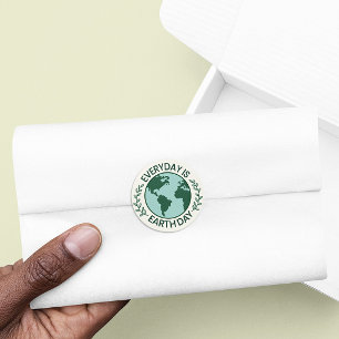Elke Dag Is Dag Van De Aarde - Vintage Groene Aard Ronde Sticker