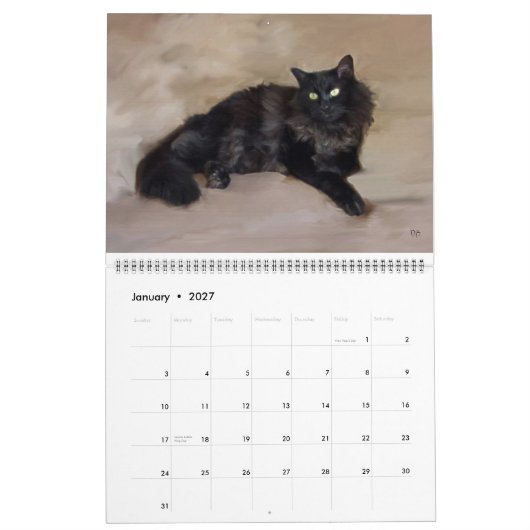 Elke dag is de agenda van de Caturday Kalender (Jan 2027)