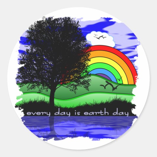 Elke dag is de Dag van de Aarde Ronde Sticker (Voorkant)