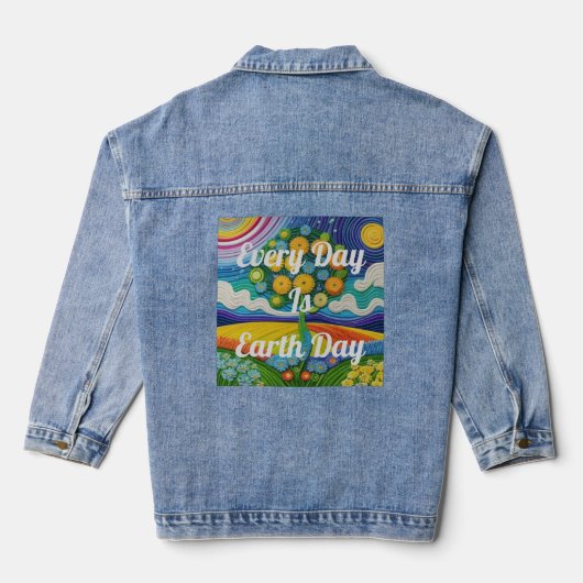 Elke dag is Earth Day AI Art Denim Jas Jacket (Achterkant)