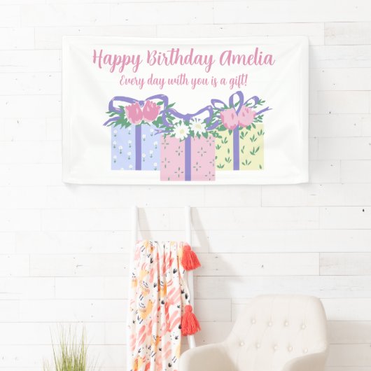 Elke dag is een cadeau verjaardagsbanner spandoek (Insitu)